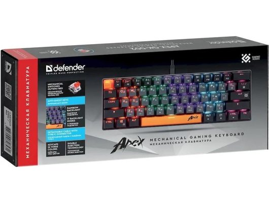 Клавиатура проводная игровая Defender Apex GK-002 механическая